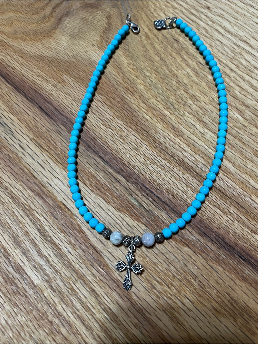 Turquoise Beaded Cross Necklace